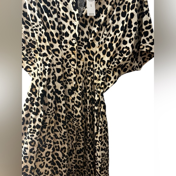 Anthropologie Tobie Pleated Shirt Dress Sz M NEW animal print - Picture 11 of 12